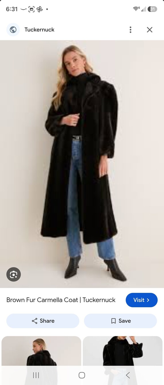 Tuckernuck Brown Fur Carmella Coat Black & Brown NWT MEDIUM